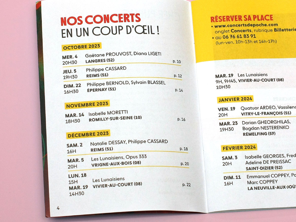 Programme des Concerts de Poche